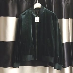 Plush Green Velvet Bomber